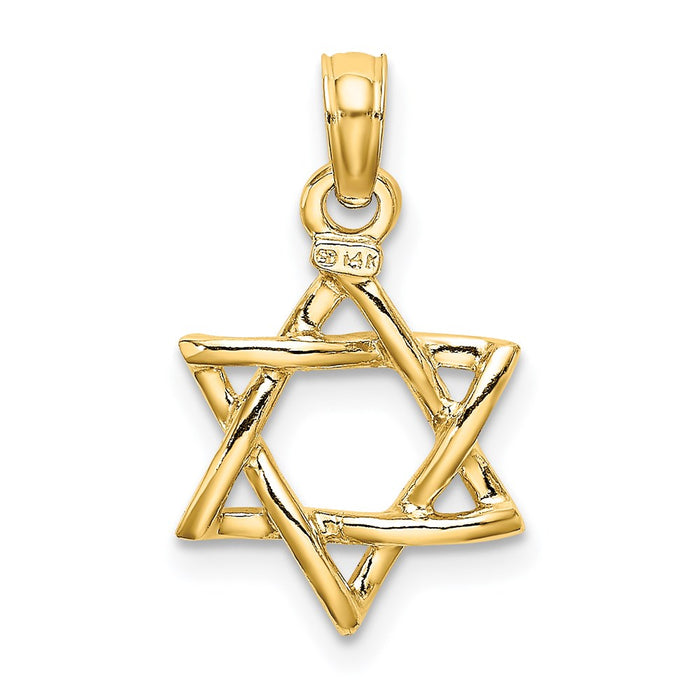 Million Charms 14K Yellow Gold Themed 3-D Polished Religious Jewish Star Of David Charm
