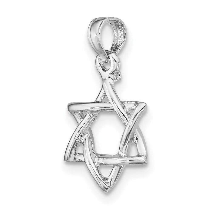 Million Charms 14K White Gold Themed 3-D Polished Religious Jewish Star Of David Charm