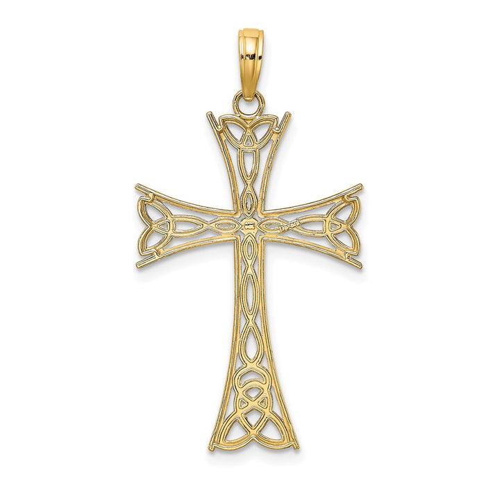 Million Charms 14K Yellow Gold Themed Polished Celtic Knot Relgious Cross Charm
