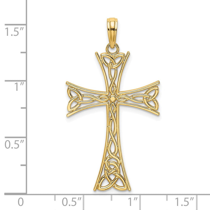 Million Charms 14K Yellow Gold Themed Polished Celtic Knot Relgious Cross Charm