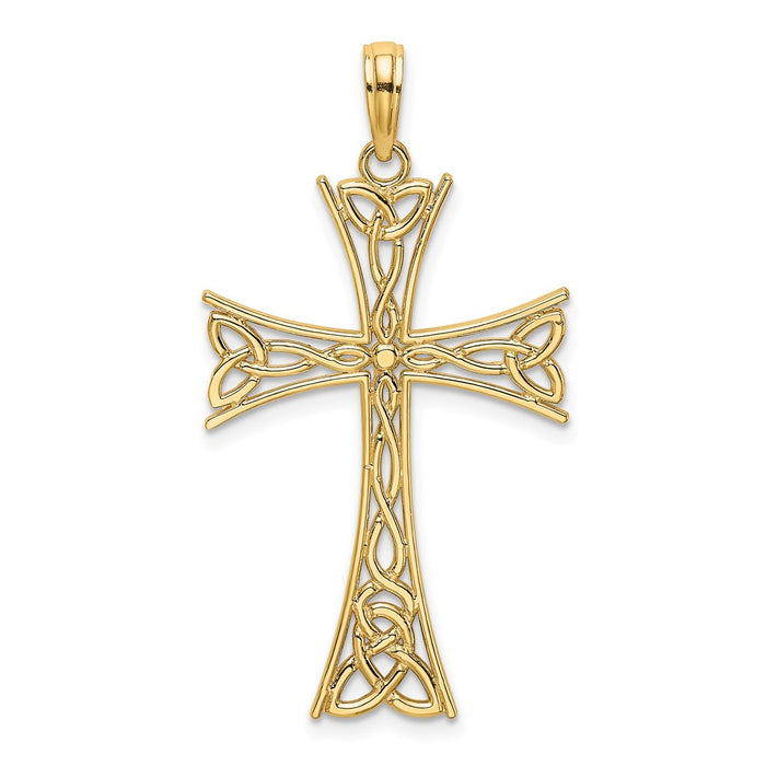 Million Charms 14K Yellow Gold Themed Polished Celtic Knot Relgious Cross Charm
