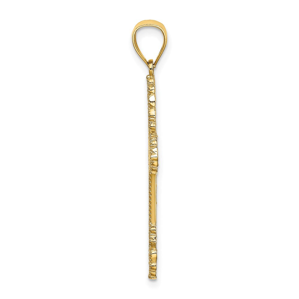 Million Charms 14K Yellow Gold Themed Beaded Relgious Cross Charm