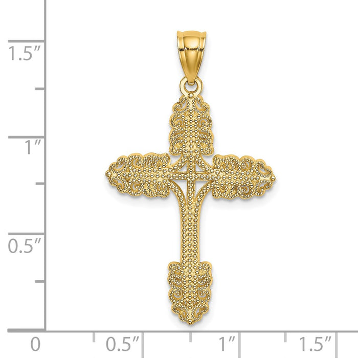 Million Charms 14K Yellow Gold Themed Beaded Relgious Cross Charm