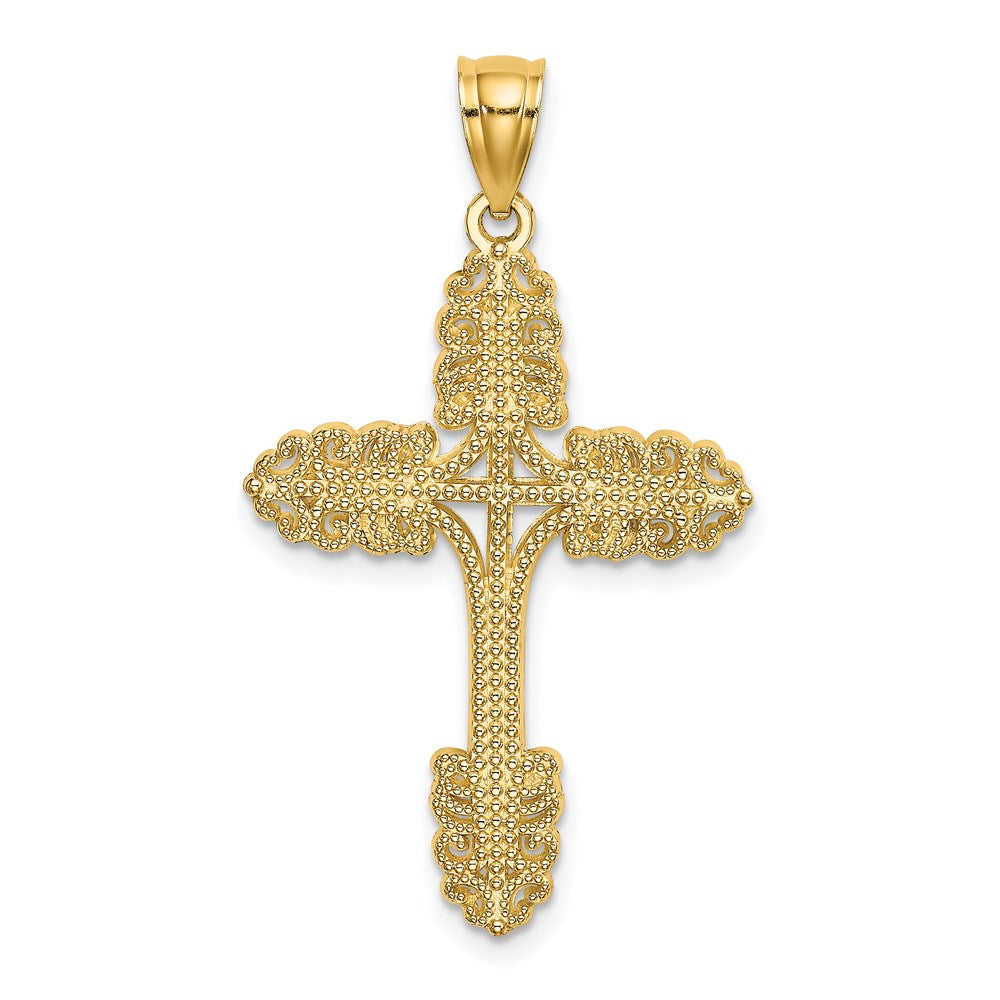 Million Charms 14K Yellow Gold Themed Beaded Relgious Cross Charm
