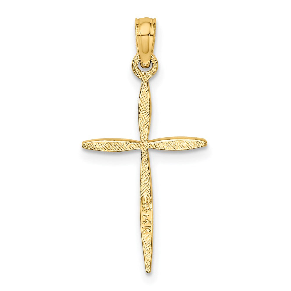 Million Charms 14K Yellow Gold Themed Diamond-Cut With Tapered Ends Relgious Cross Charm