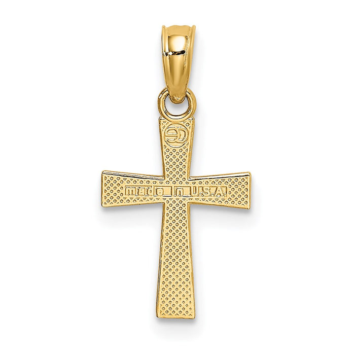 Million Charms 14K Yellow Gold Themed Small Textured Relgious Cross Charm
