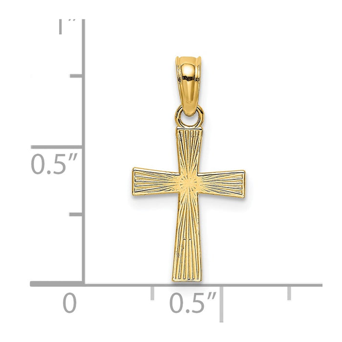 Million Charms 14K Yellow Gold Themed Small Textured Relgious Cross Charm