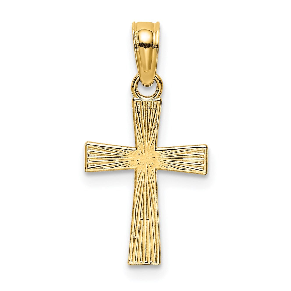 Million Charms 14K Yellow Gold Themed Small Textured Relgious Cross Charm