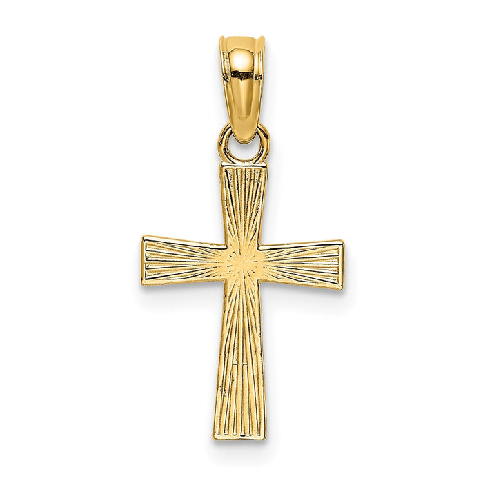 Million Charms 14K Yellow Gold Themed Small Textured Relgious Cross Charm