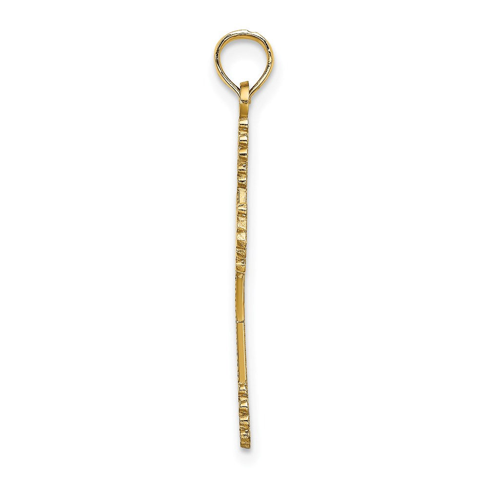 Million Charms 14K Yellow Gold Themed Beaded Tip Relgious Cross With Heart Center Charm