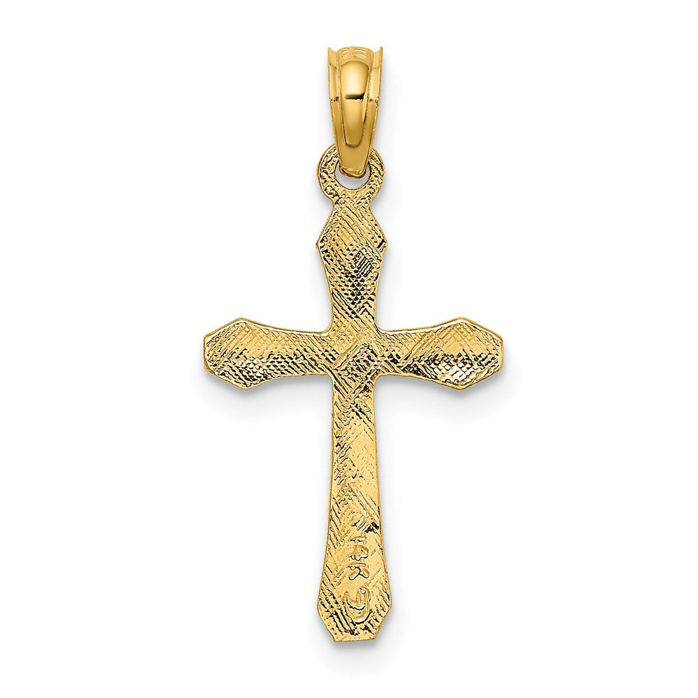 Million Charms 14K Yellow Gold Themed Polished & Engraved Relgious Cross Charm