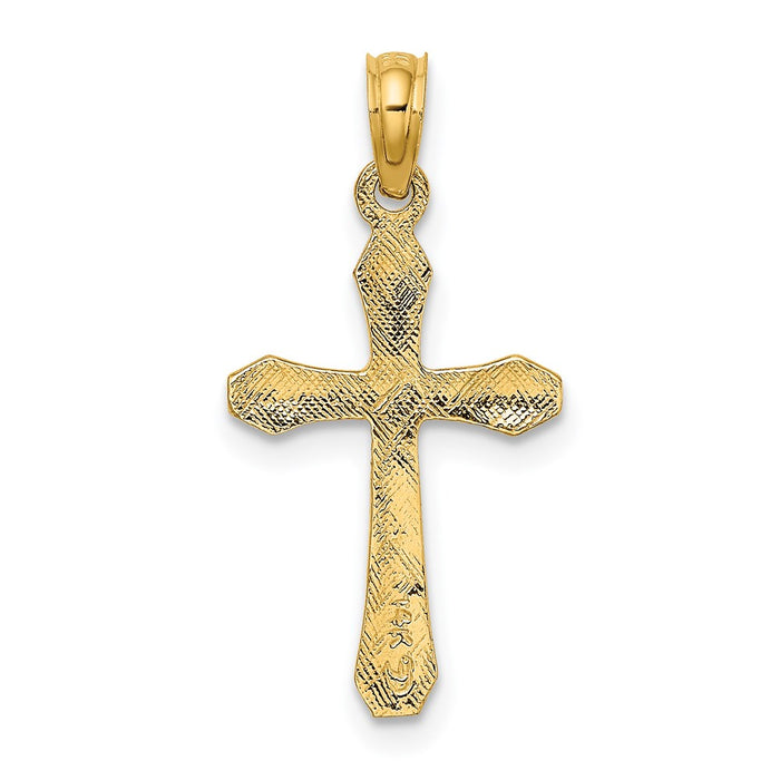 Million Charms 14K Yellow Gold Themed Polished & Engraved Relgious Cross Charm