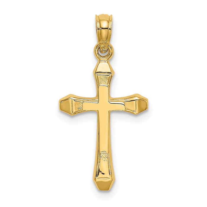 Million Charms 14K Yellow Gold Themed Polished & Engraved Relgious Cross Charm