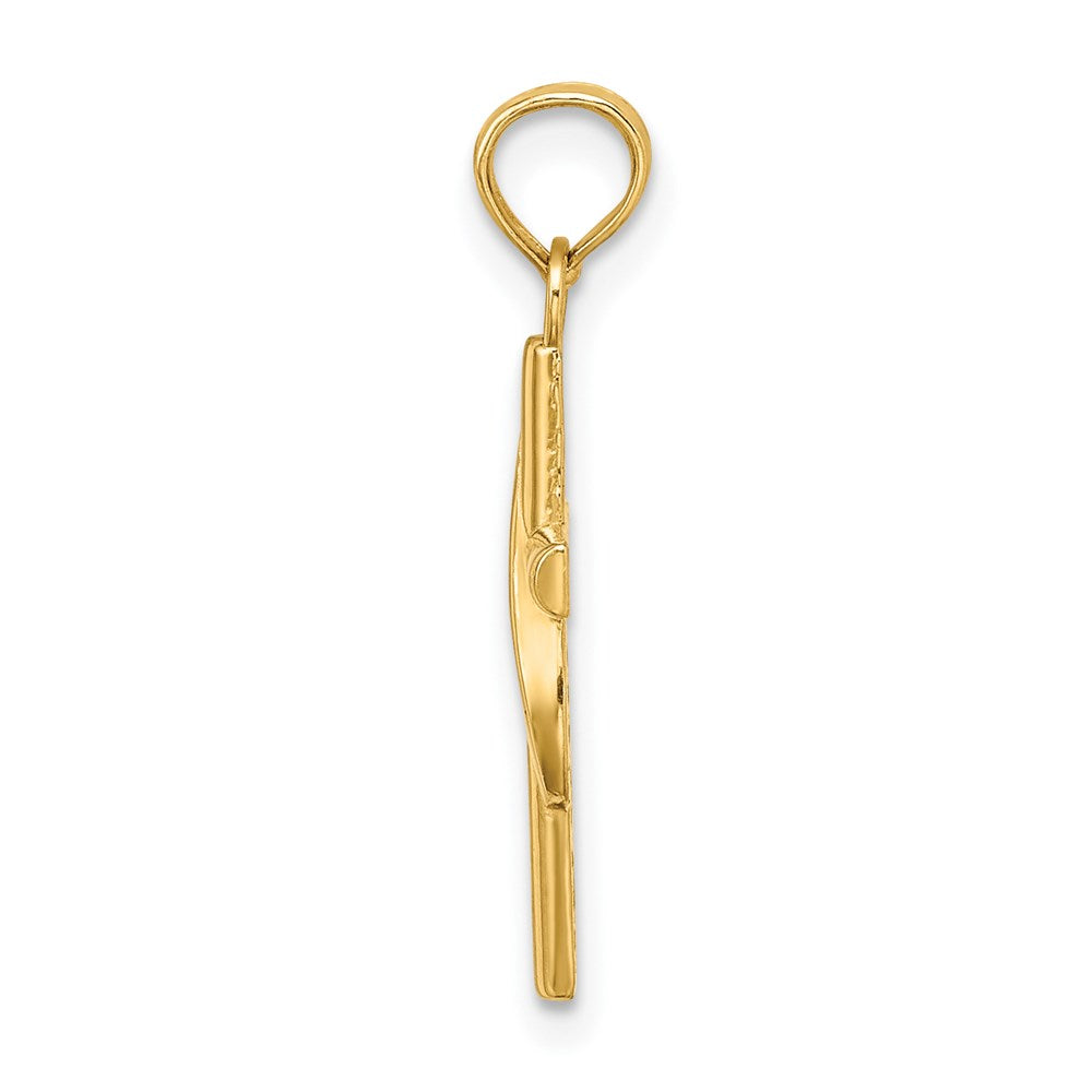Million Charms 14K Yellow Gold Themed Polsihed With Banner Relgious Cross Charm