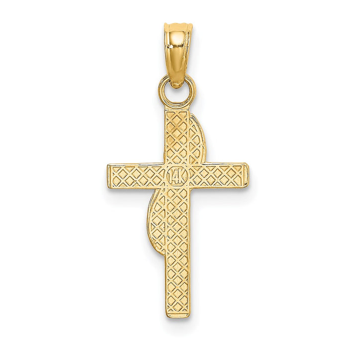 Million Charms 14K Yellow Gold Themed Polsihed With Banner Relgious Cross Charm