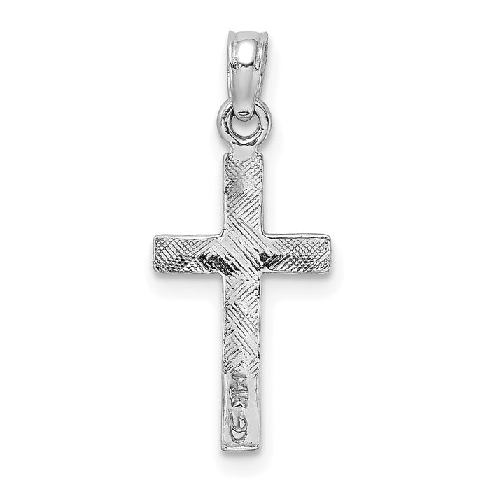 Million Charms 14K White Gold Themed Polished Relgious Cross Charm