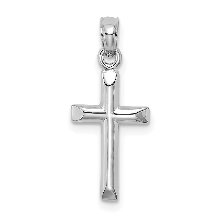 Million Charms 14K White Gold Themed Polished Relgious Cross Charm