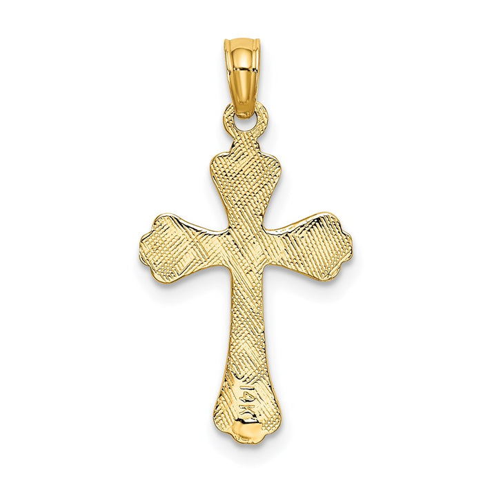 Million Charms 14K Yellow Gold Themed Polished & Engraved Relgious Cross Charm