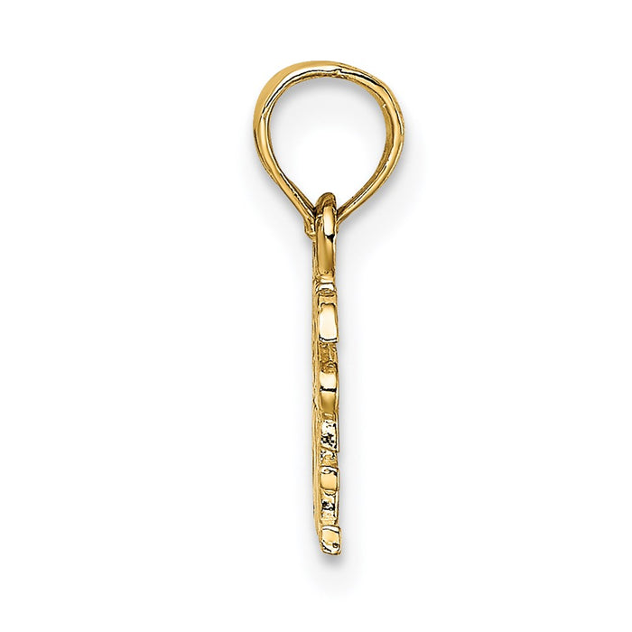 Million Charms 14K Yellow Gold Themed Polished & Engraved Jesus Heart Me Charm