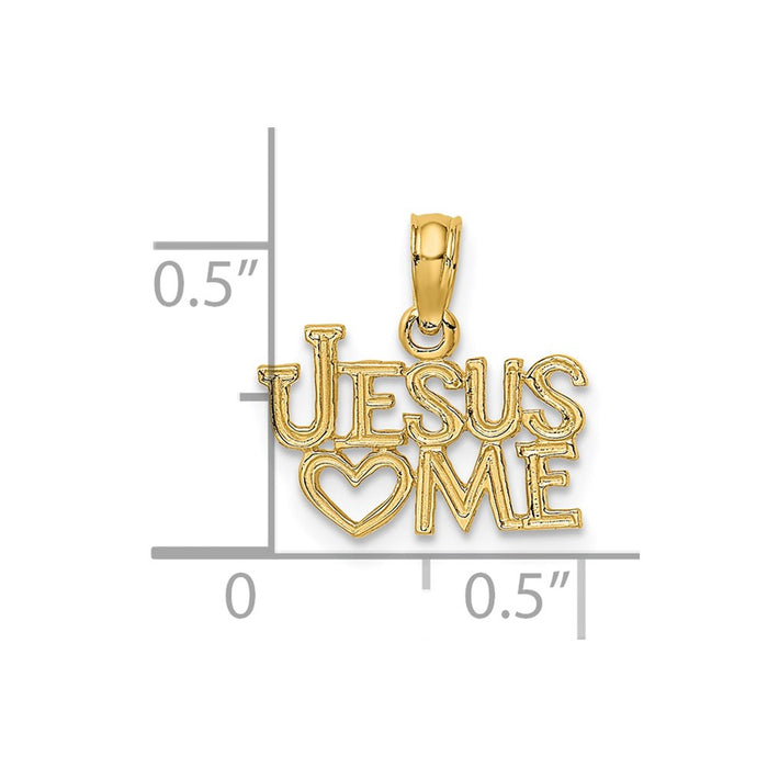 Million Charms 14K Yellow Gold Themed Polished & Engraved Jesus Heart Me Charm