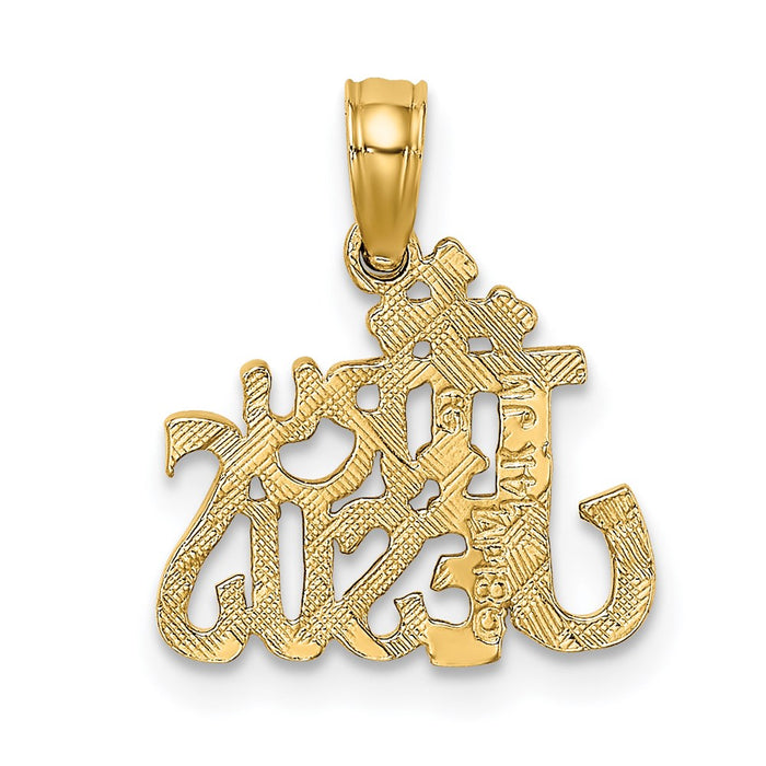Million Charms 14K Yellow Gold Themed Polished & Engraved Try Jesus Charm