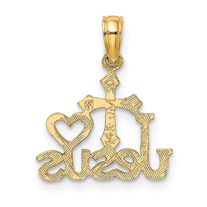 Million Charms 14K Yellow Gold Themed Jesus With Relgious Cross & Heart Charm