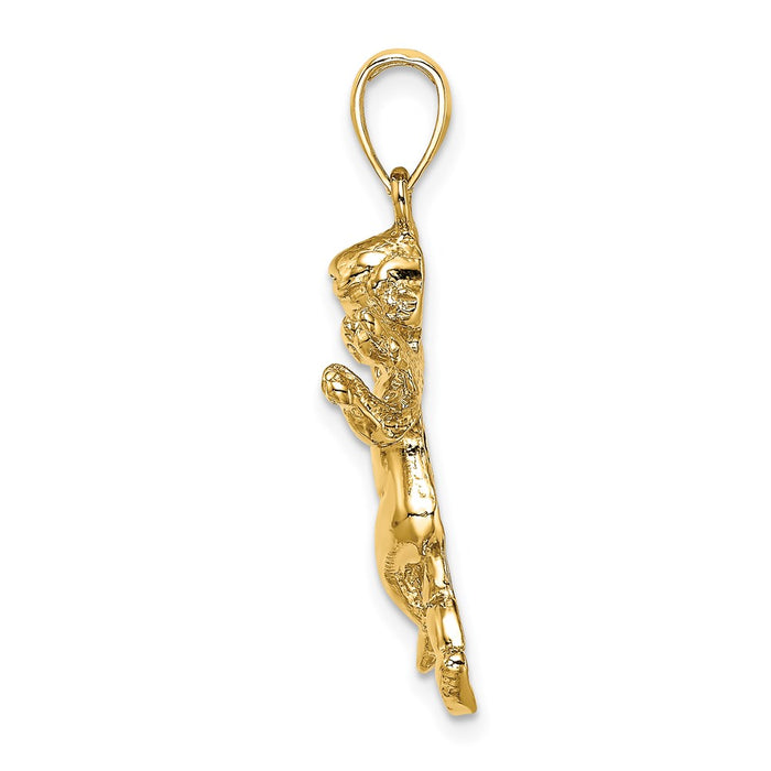 Million Charms 14K Yellow Gold Themed 2-D With Wings Out Guardian Angel Walking Charm
