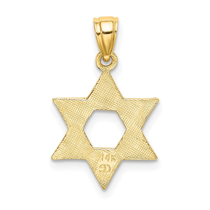 Million Charms 14K Yellow Gold Themed Engraved Swirls Religious Jewish Star Of David Charm
