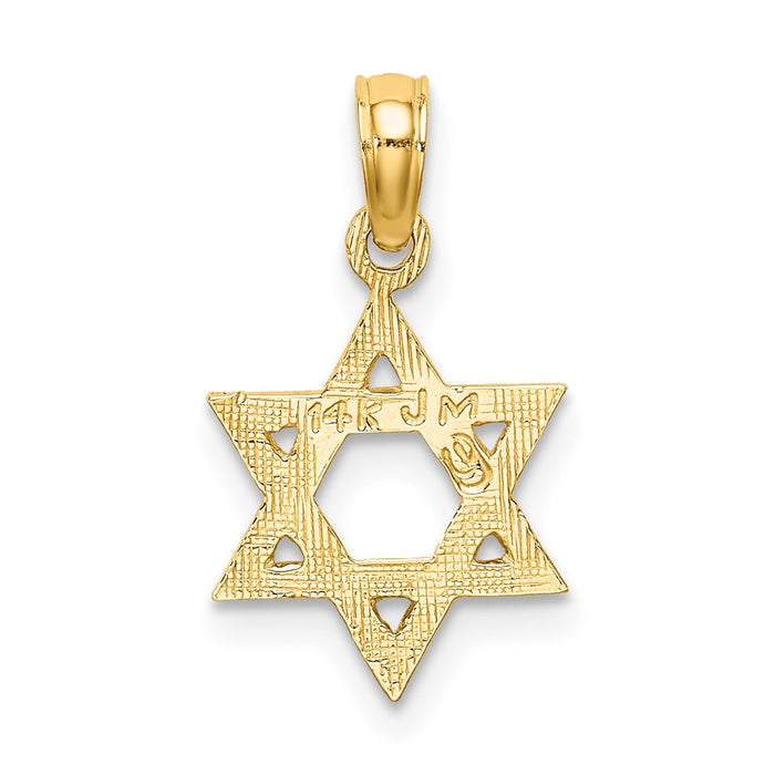 Million Charms 14K Yellow Gold Themed Engraved Religious Jewish Star Of David Charm