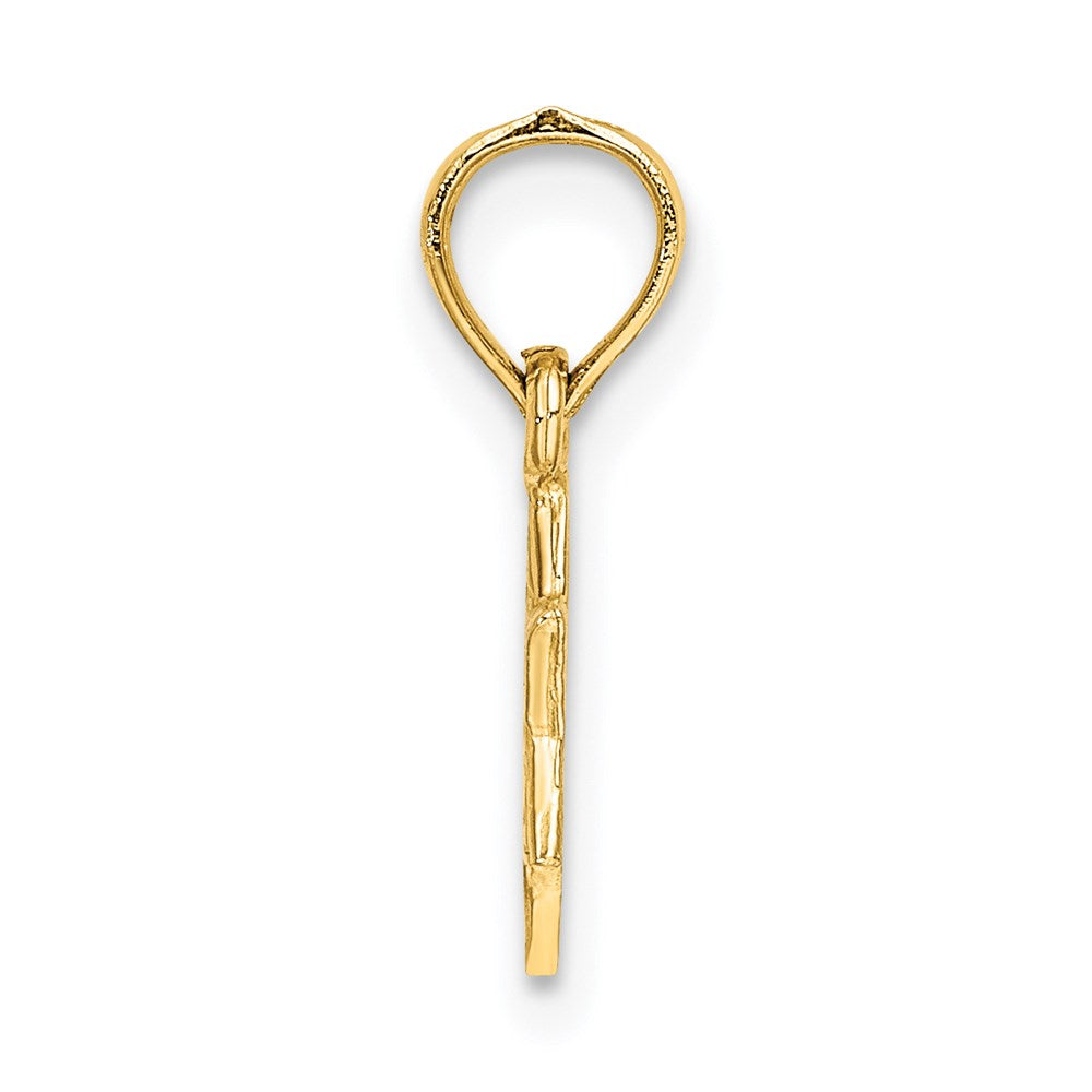 Million Charms 14K Yellow Gold Themed Mini Religious Jewish Star Of David With Engraved Swirl Charm