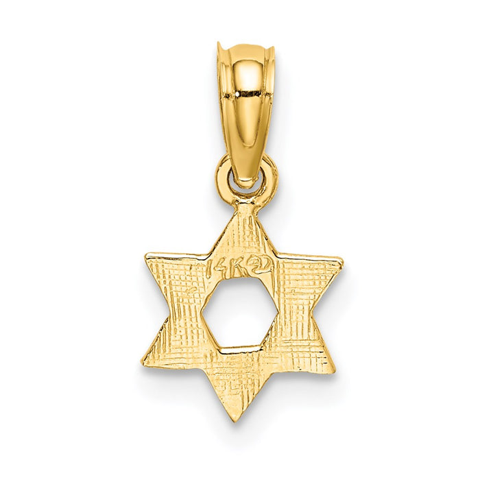Million Charms 14K Yellow Gold Themed Mini Religious Jewish Star Of David With Engraved Swirl Charm