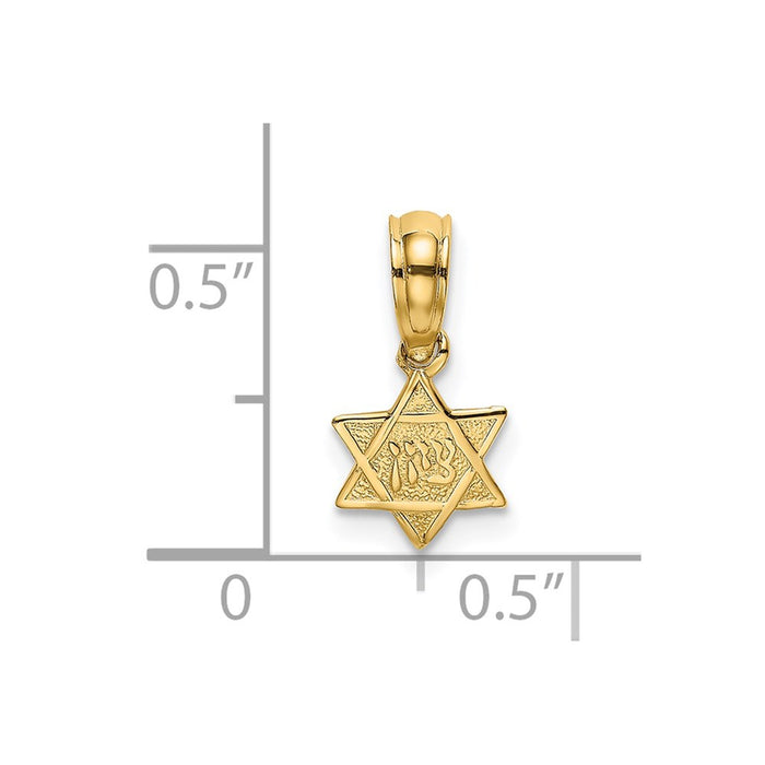 Million Charms 14K Yellow Gold Themed Engraved Mini Religious Jewish Star Of David Charm