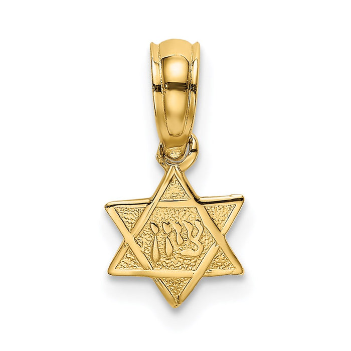 Million Charms 14K Yellow Gold Themed Engraved Mini Religious Jewish Star Of David Charm