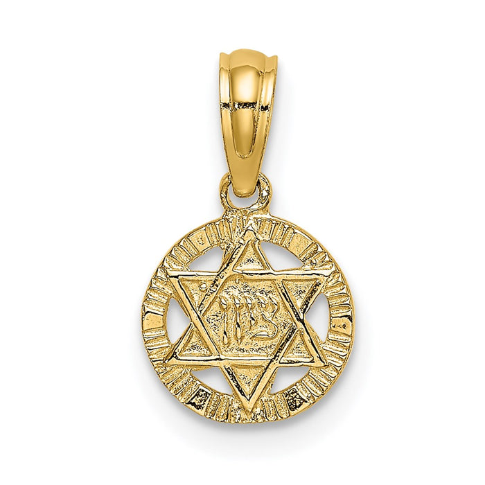 Million Charms 14K Yellow Gold Themed Engraved Religious Jewish Star Of David Charm