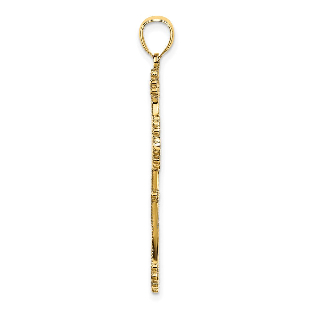 Million Charms 14K Yellow Gold Themed Beaded Fancy Relgious Cross Charm