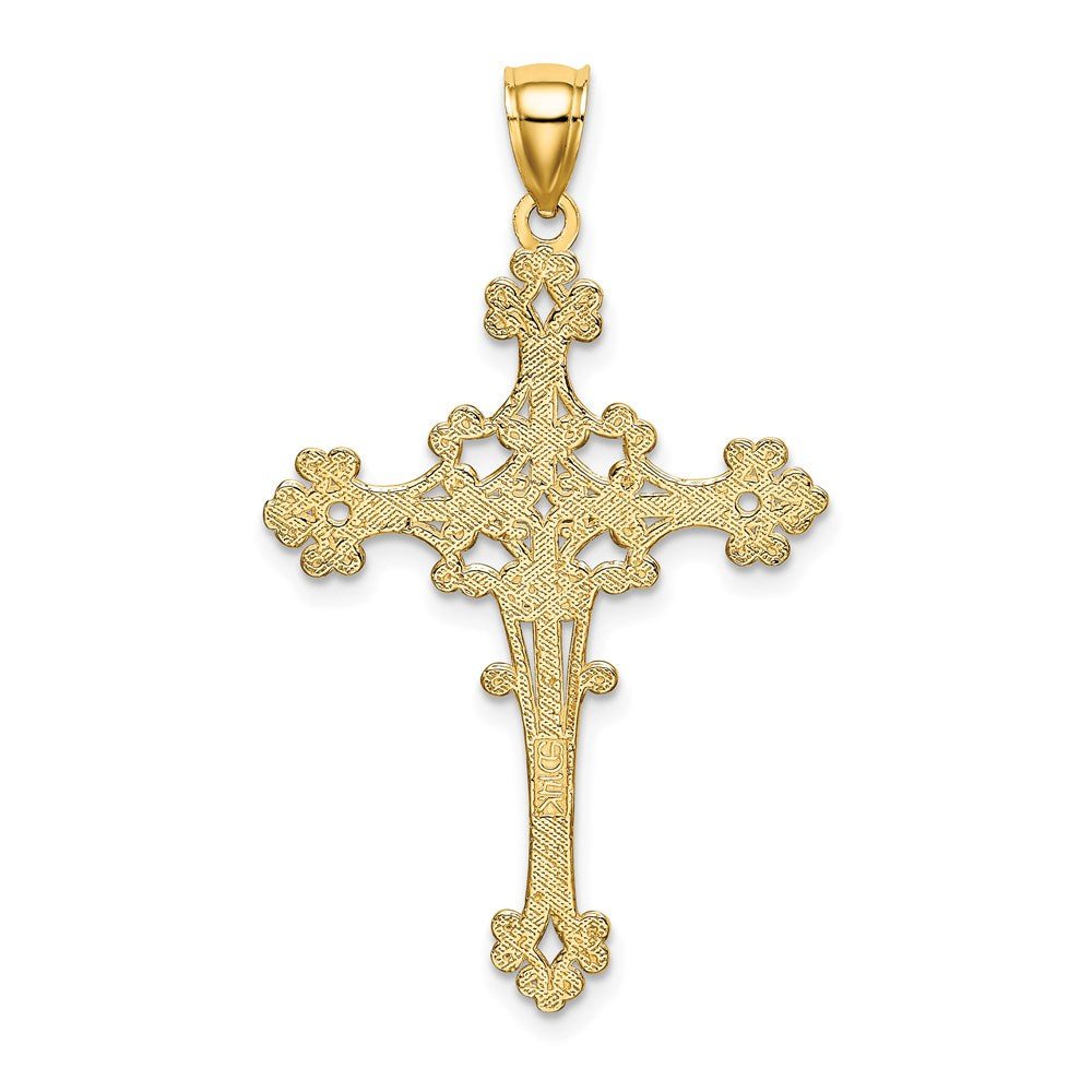 Million Charms 14K Yellow Gold Themed Beaded Fancy Relgious Cross Charm