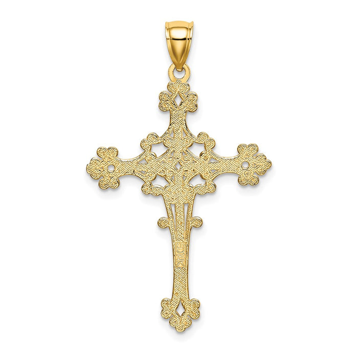 Million Charms 14K Yellow Gold Themed Beaded Fancy Relgious Cross Charm