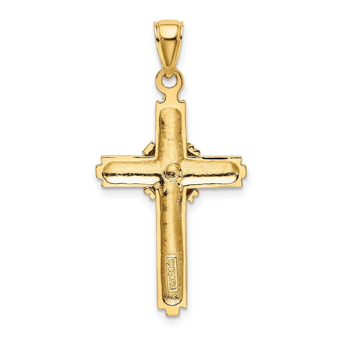 Million Charms 14K Yellow Gold Themed Beaded Center Design Relgious Cross Charm