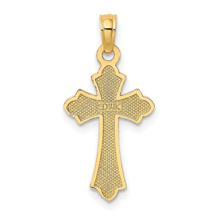 Million Charms 14K Yellow Gold Themed Polished Relgious Cross With Heart Charm