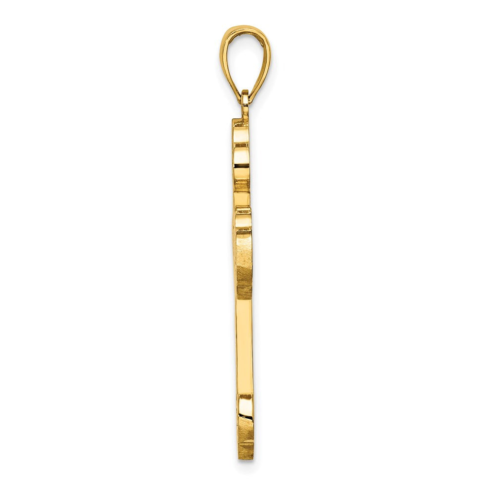 Million Charms 14K Yellow Gold Themed Scroll Relgious Cross With Sunburst Center Charm