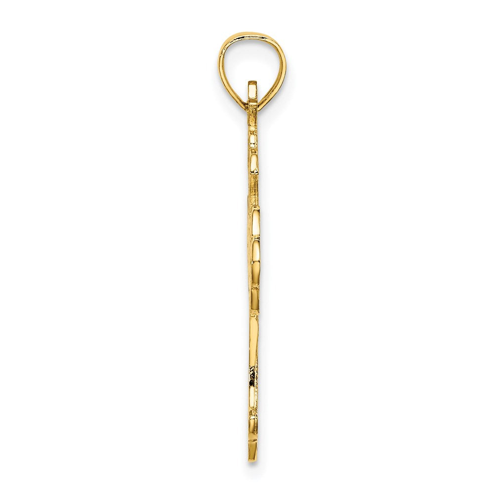 Million Charms 14K Yellow Gold Themed Delicate Cut-Out Relgious Cross Charm