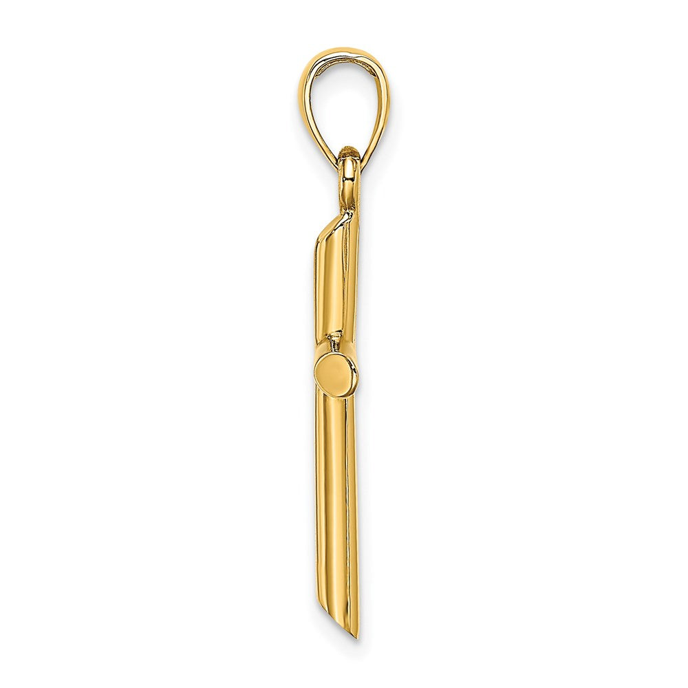 Million Charms 14K Yellow Gold Themed Polished Cylinder Relgious Cross Charm