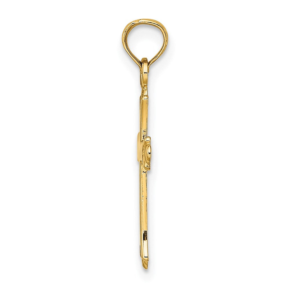 Million Charms 14K Yellow Gold Themed 2-D & Polished Relgious Cross Charm