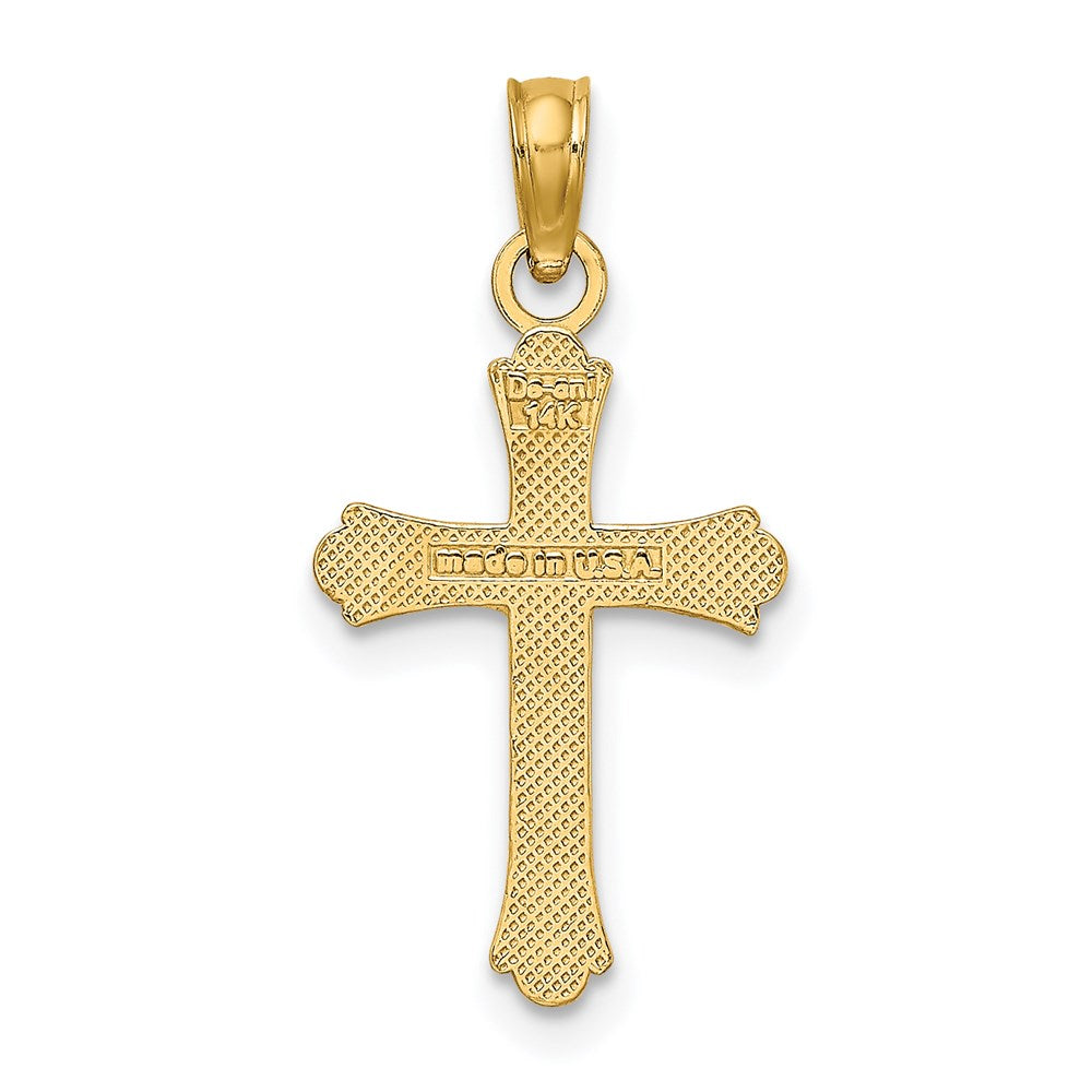 Million Charms 14K Yellow Gold Themed 2-D & Polished Relgious Cross Charm