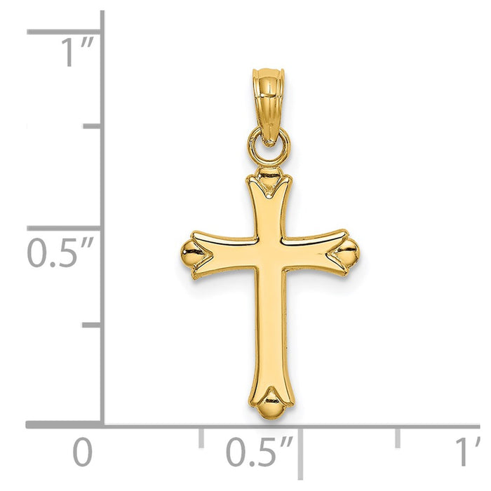 Million Charms 14K Yellow Gold Themed 2-D & Polished Relgious Cross Charm
