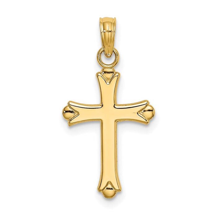Million Charms 14K Yellow Gold Themed 2-D & Polished Relgious Cross Charm