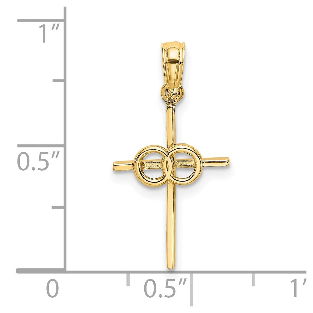 Million Charms 14K Yellow Gold Themed Polished Infinity Circles Relgious Cross Charm