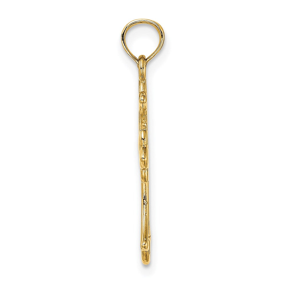 Million Charms 14K Yellow Gold Themed Cut-Out Dove Center Relgious Cross Charm