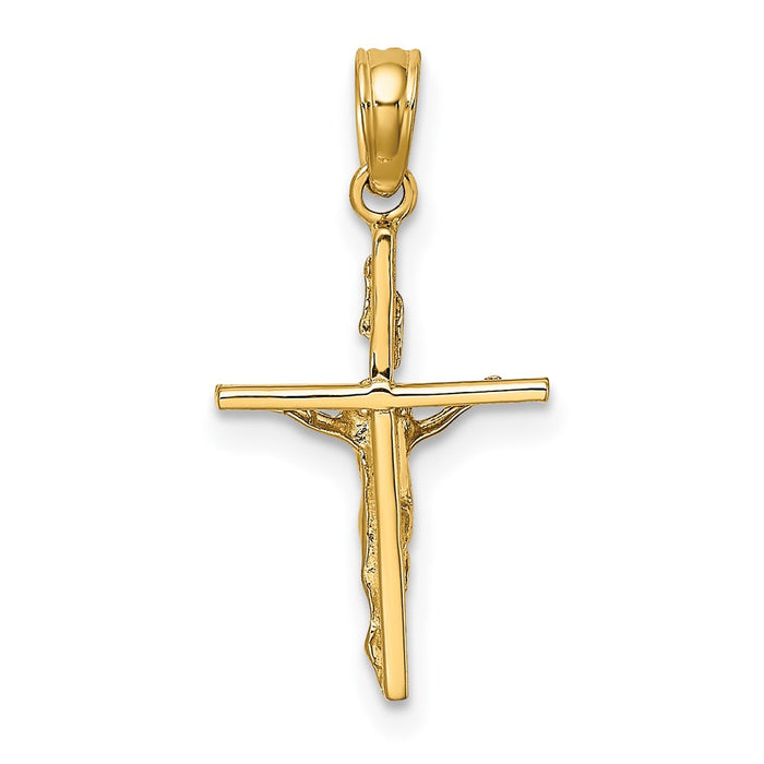 Million Charms 14K Yellow Gold Themed Small Polished Relgious Crucifix Charm