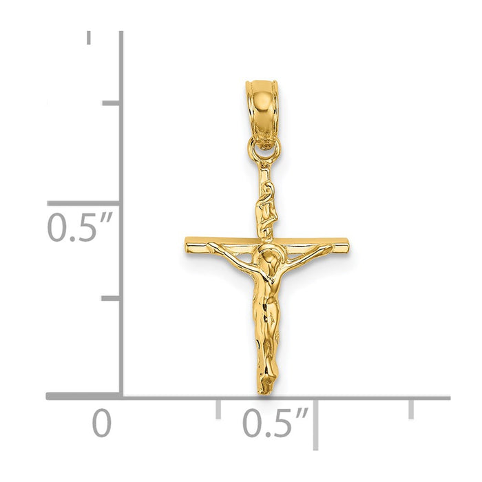 Million Charms 14K Yellow Gold Themed Small Polished Relgious Crucifix Charm